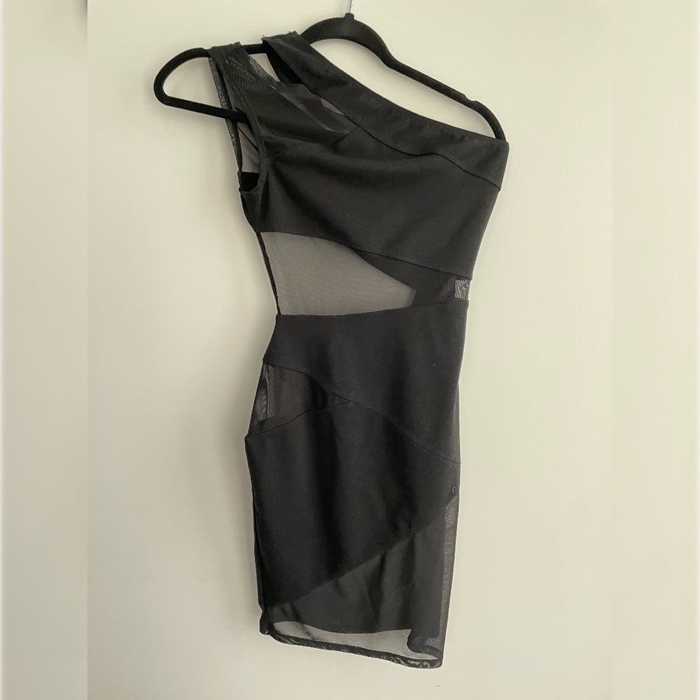 Black see through panel dress